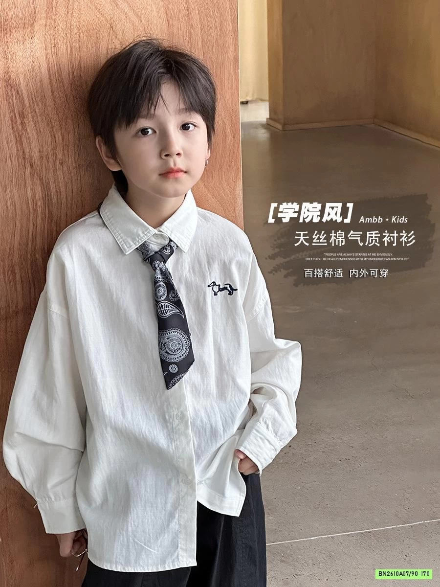 SƠ MI DÀI TAY THÊU LOGO 25F162 AMBB