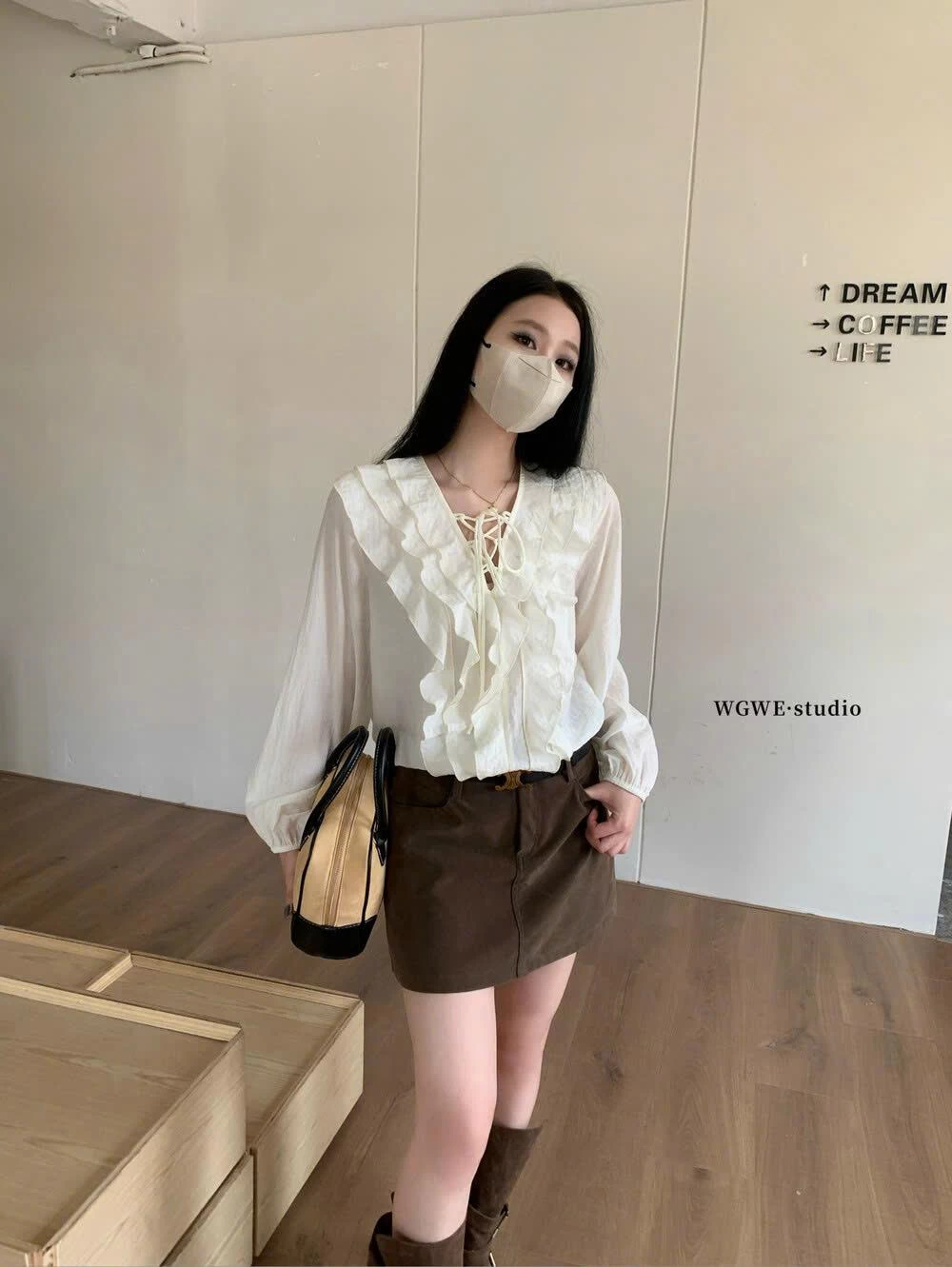 SƠ MI BÈO NHÚN CỔ WGWE7552