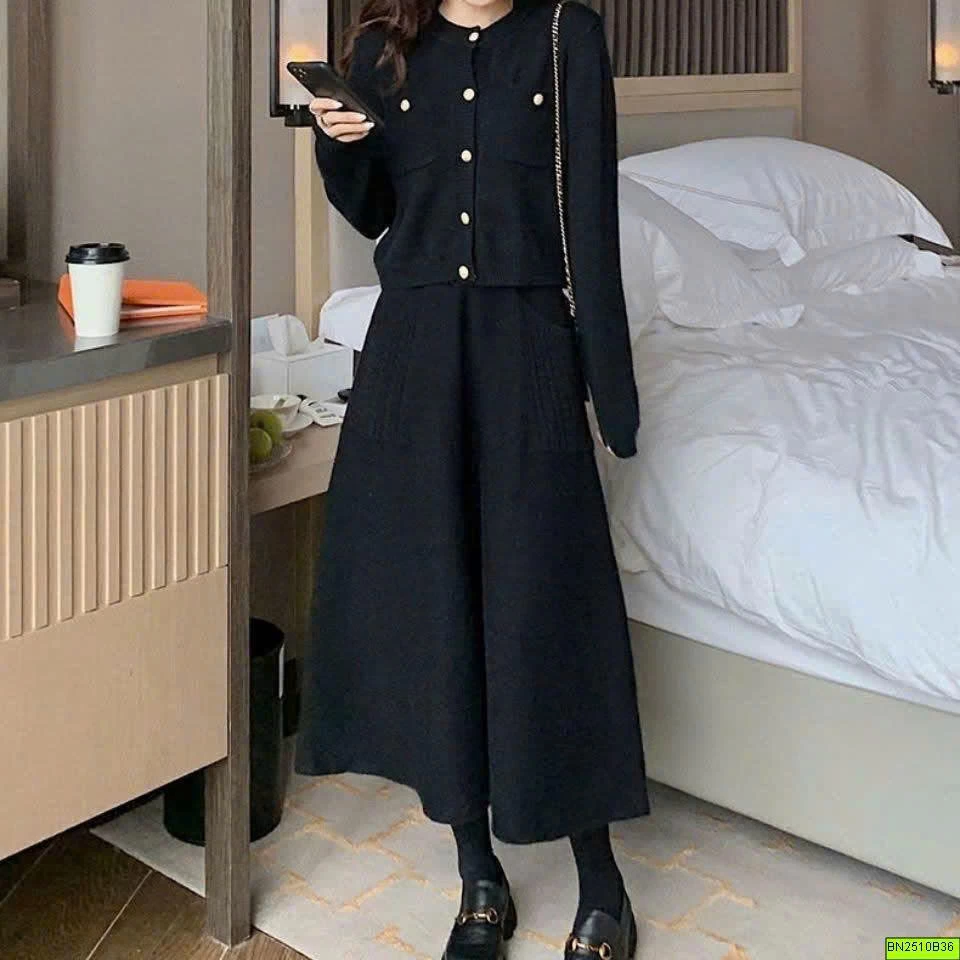 CHÂN VÁY LEN NỮ 2 TÚI TRƯỚC