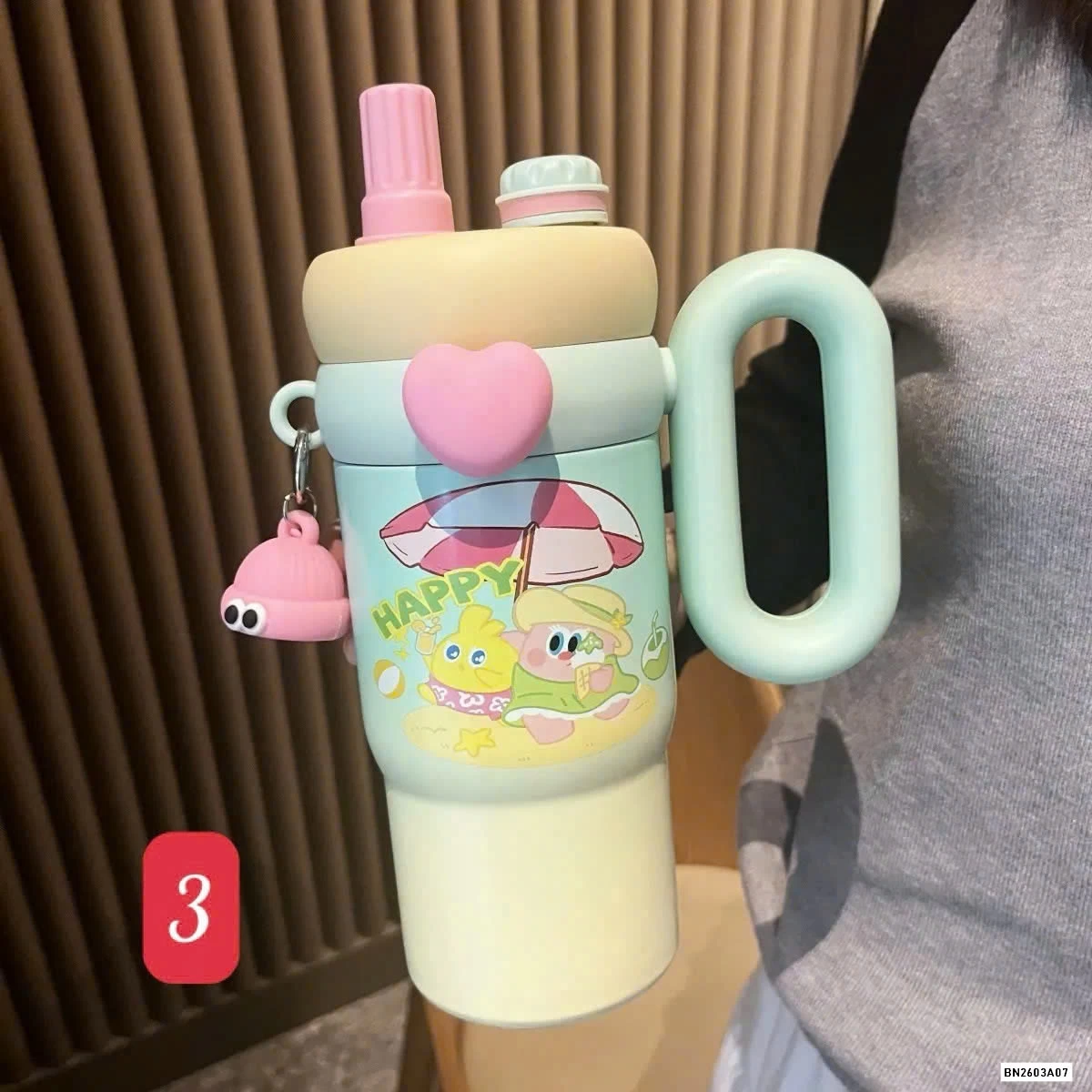 CỐC GIỮ NHIỆT DỄ THƯƠNG CÓ TAY CẦM