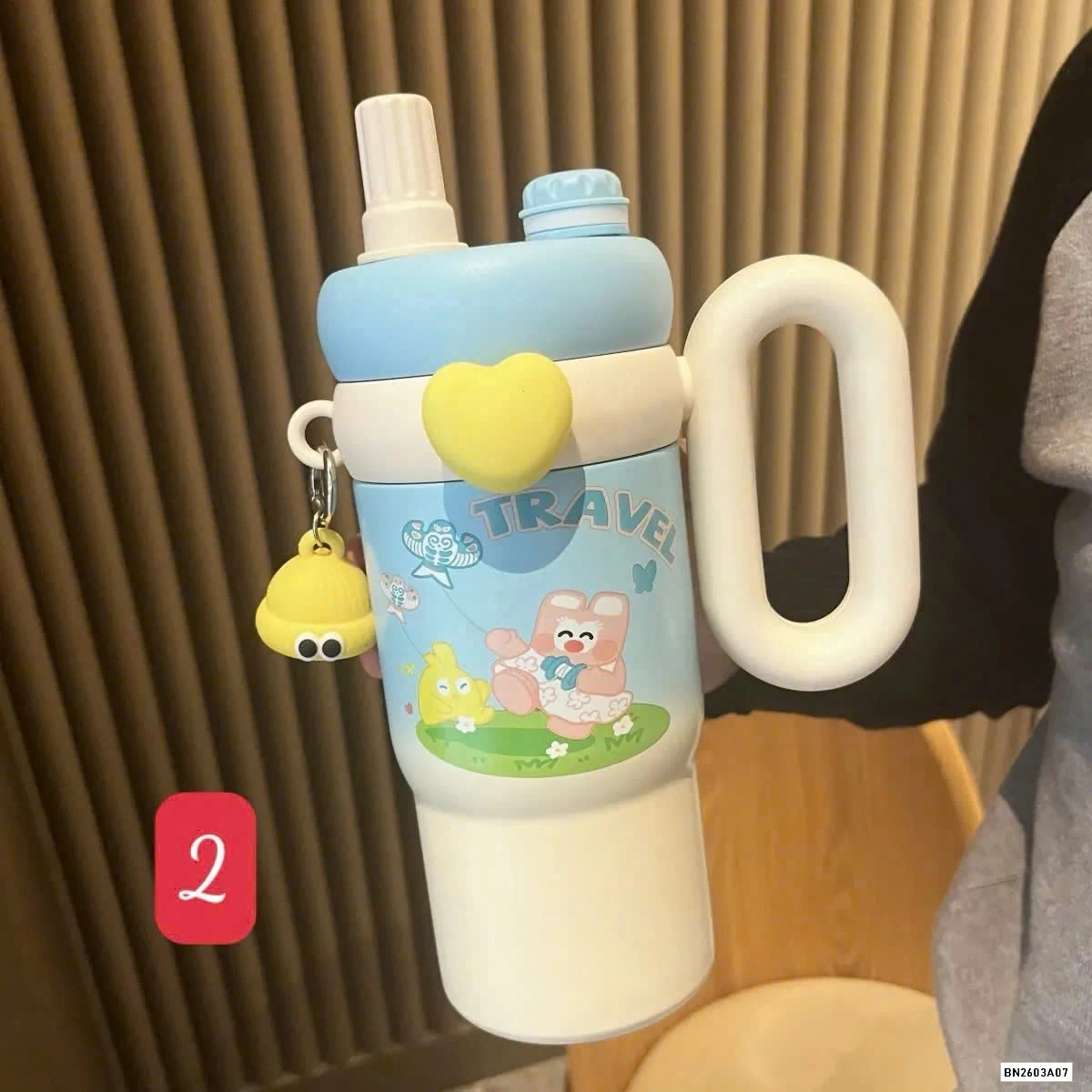 CỐC GIỮ NHIỆT DỄ THƯƠNG CÓ TAY CẦM