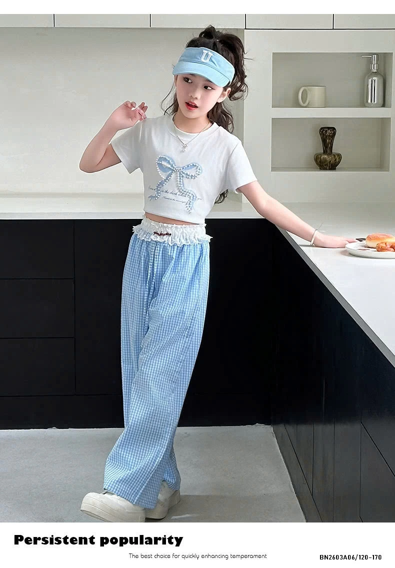 SÉT ÁO THUN NƠ MIX QUẦN SUÔNG CARO