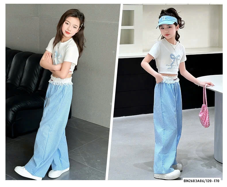 SÉT ÁO THUN NƠ MIX QUẦN SUÔNG CARO