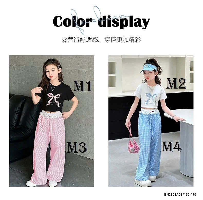 SÉT ÁO THUN NƠ MIX QUẦN SUÔNG CARO