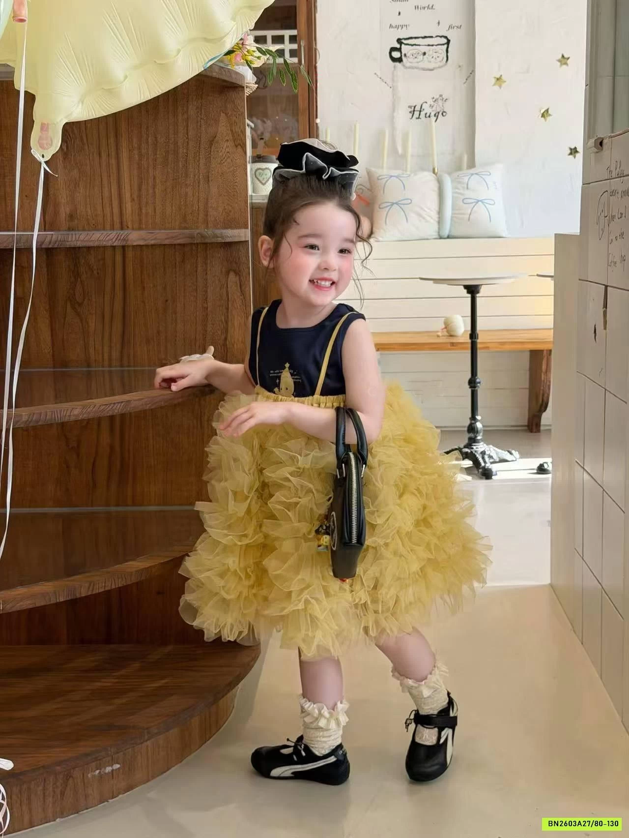 ĐẦM TUTU VÀNG 2 DÂY MIX ÁO SÁT NÁCH