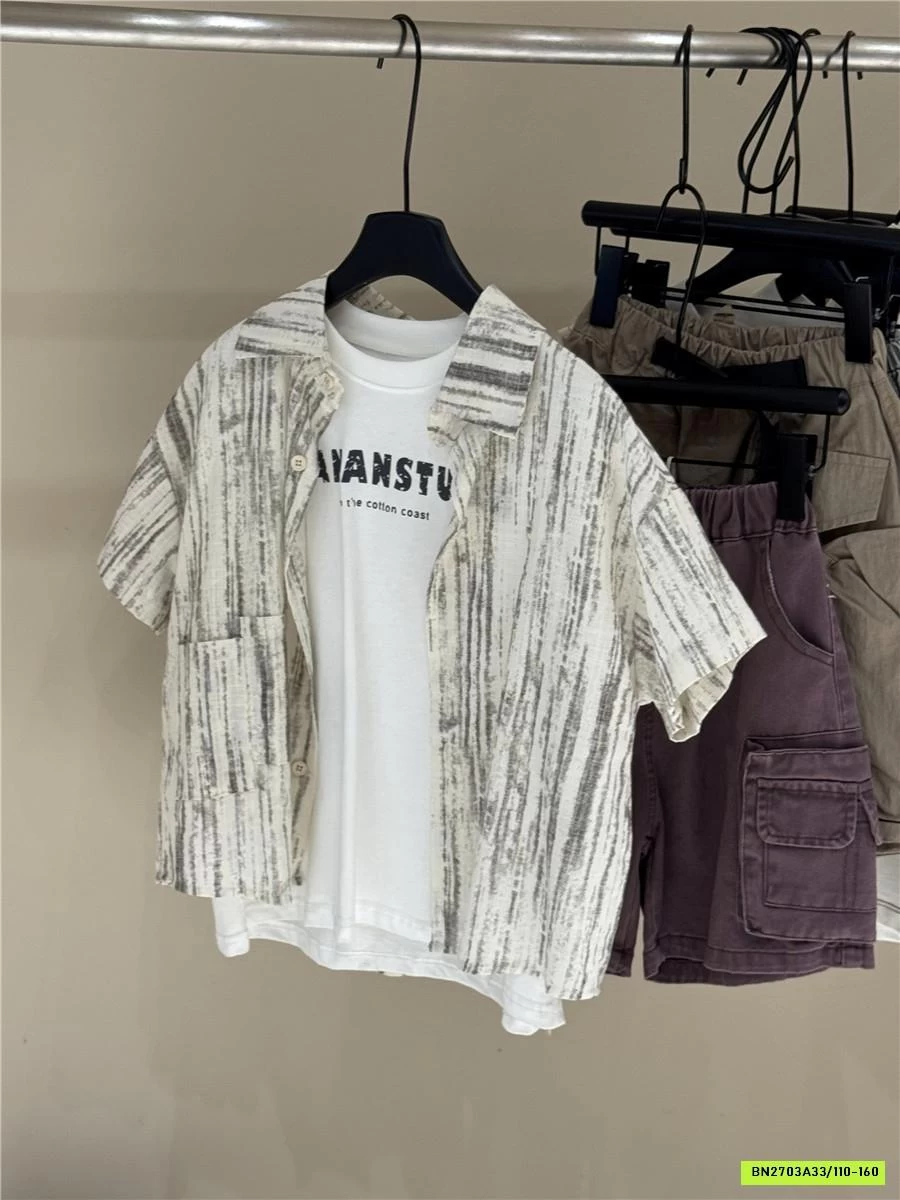 SƠ MI SỌC NGẮN TAY XUẤT HÀN