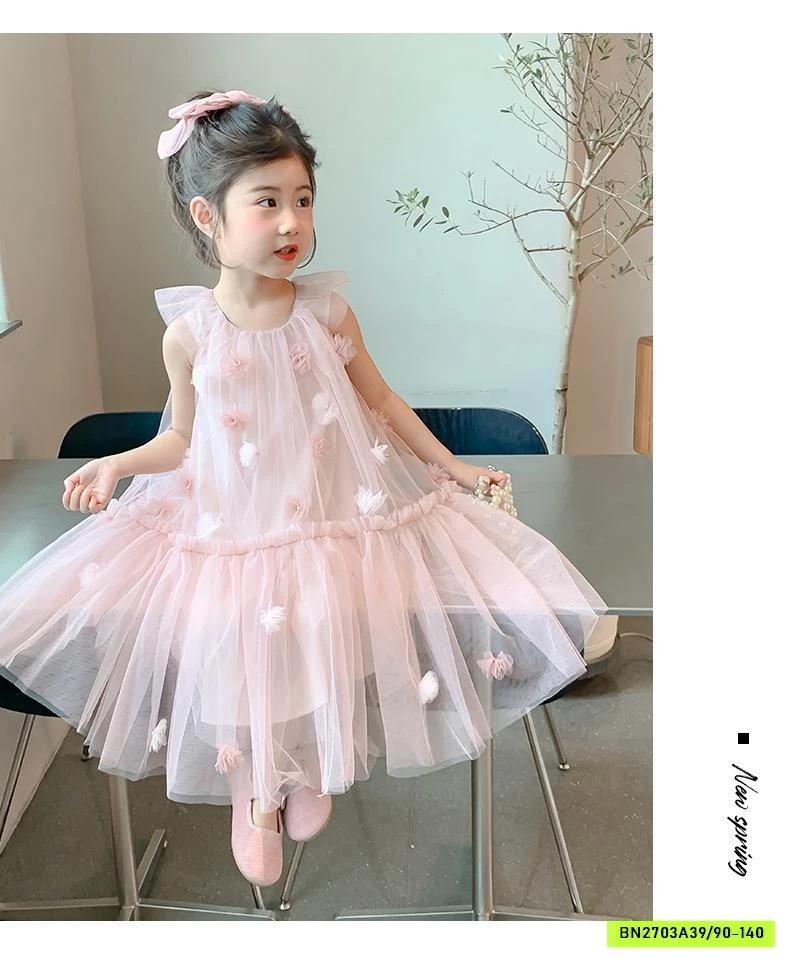 ĐẦM VOAN HOA HỒNG