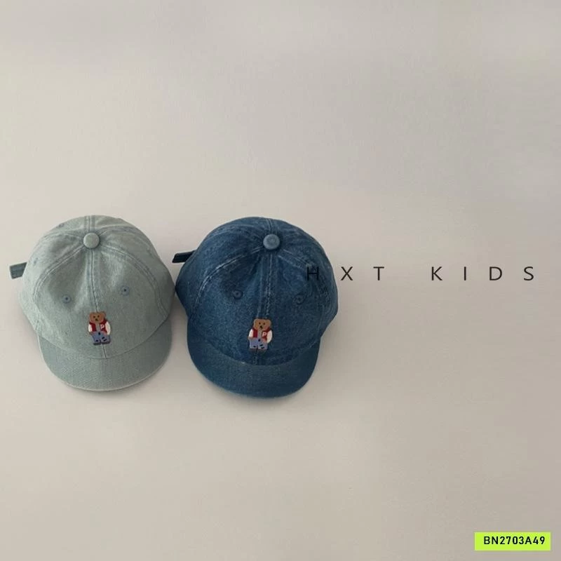 MŨ KẾT JEANS THÊU GẤU BEAR