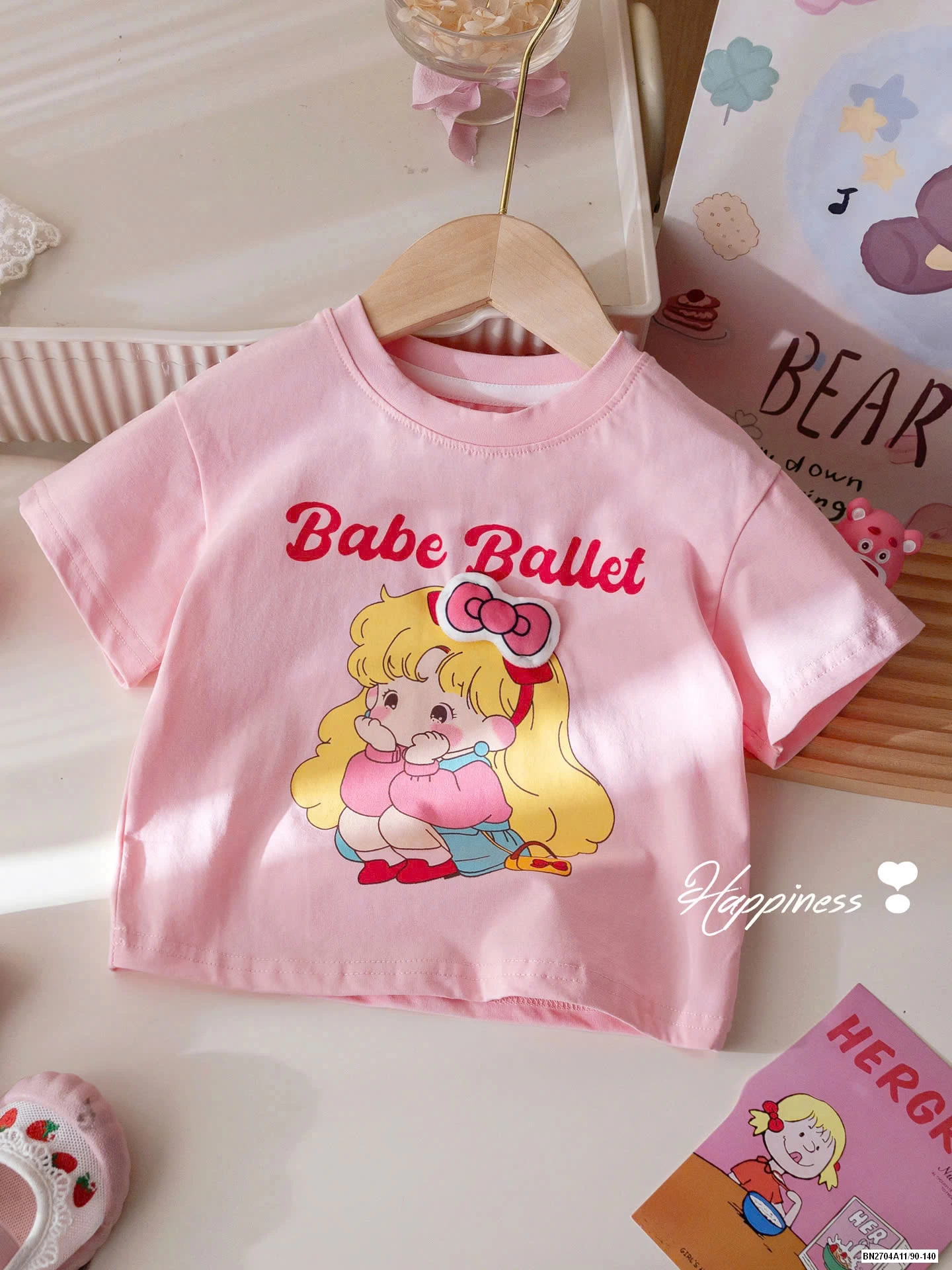 ÁO THUN CỘC TAY BÉ GÁI