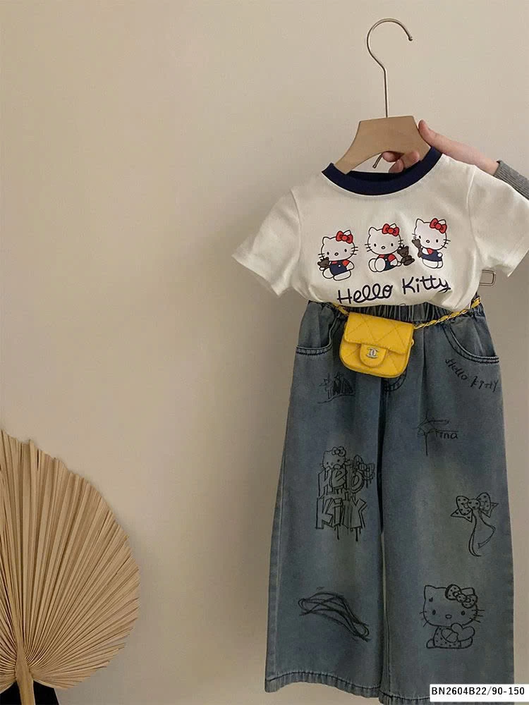 SÉT ÁO THUN MIX QUẦN JEAN  KITTY