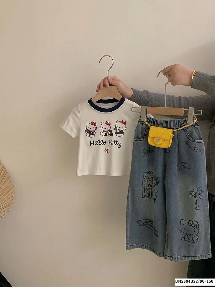 SÉT ÁO THUN MIX QUẦN JEAN  KITTY