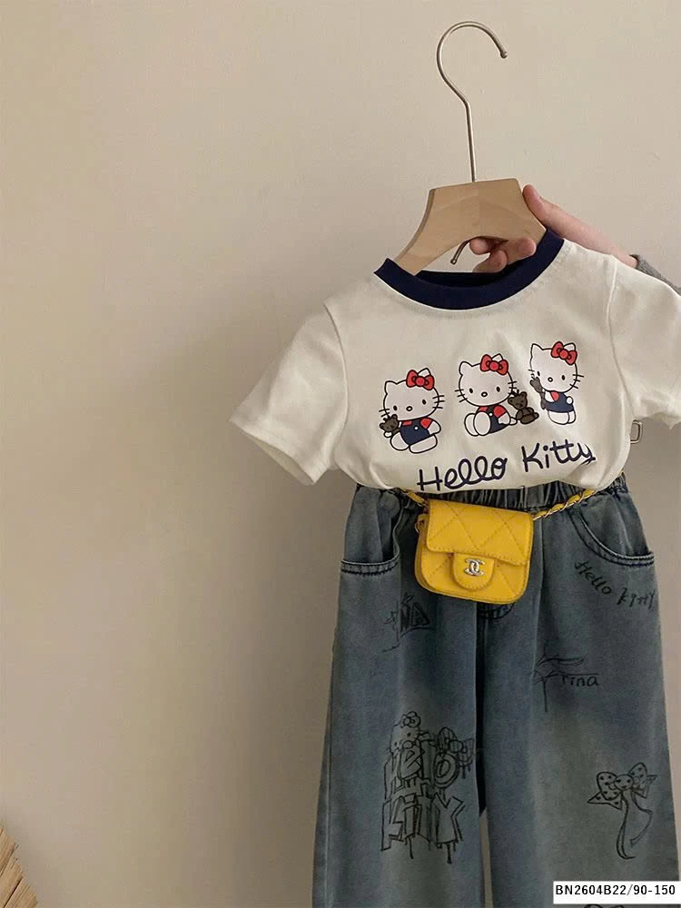 SÉT ÁO THUN MIX QUẦN JEAN  KITTY