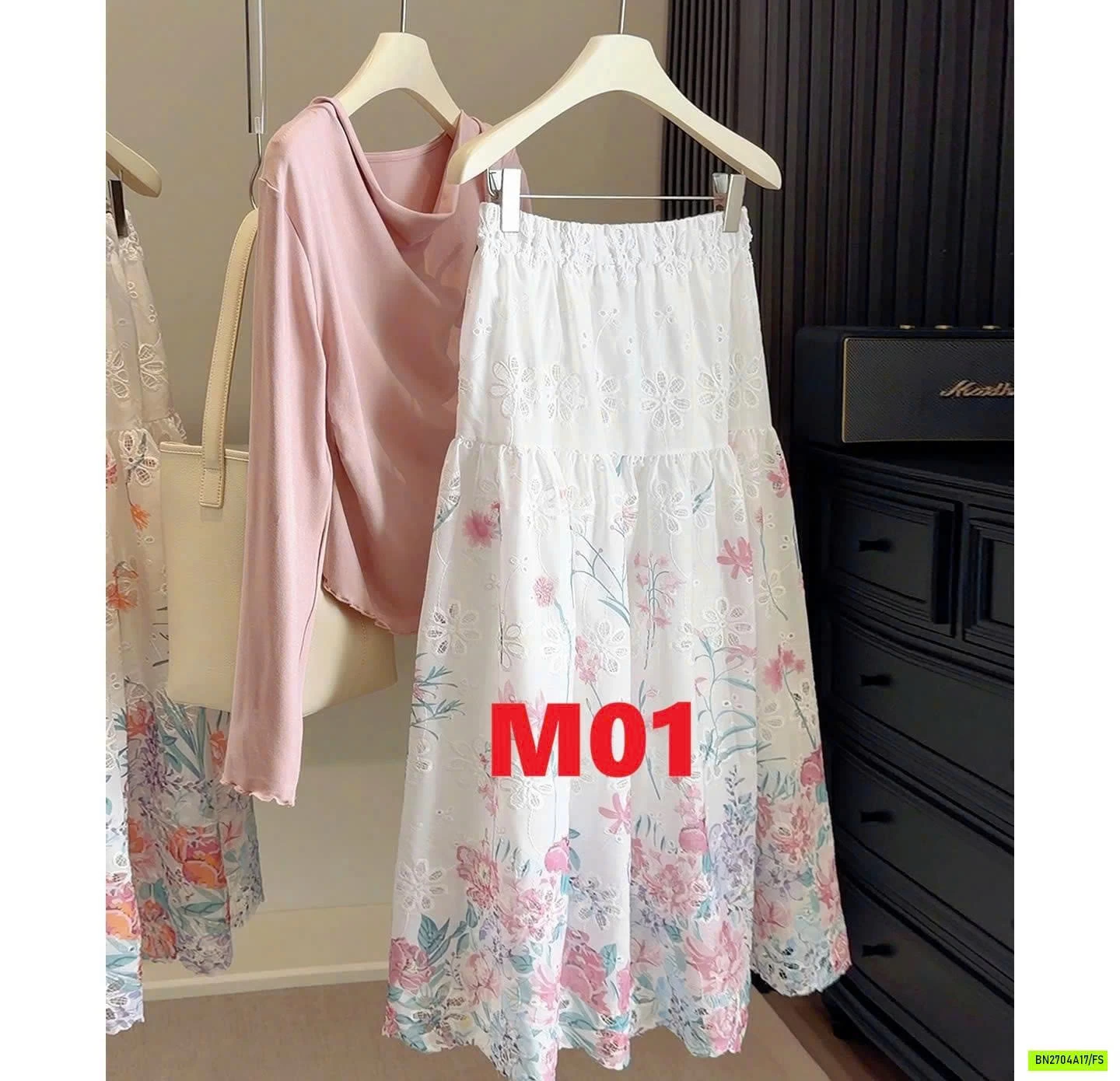 CHÂN VÁY HOA PHỐI REN ANNA