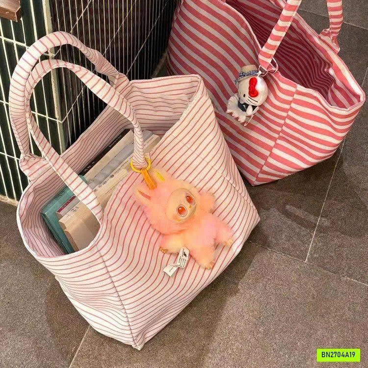 TÚI TOTE KẺ TONE HỒNG