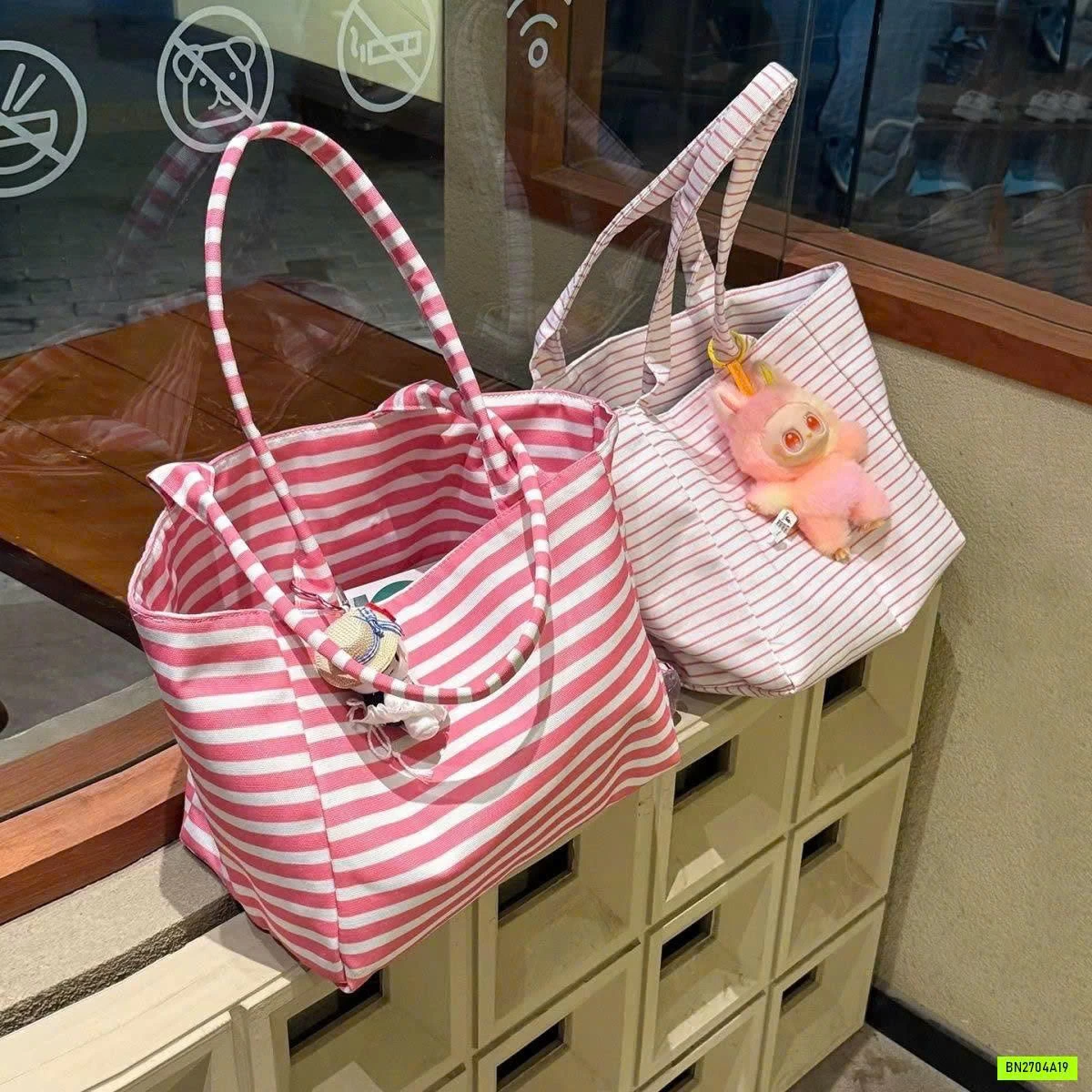 TÚI TOTE KẺ TONE HỒNG