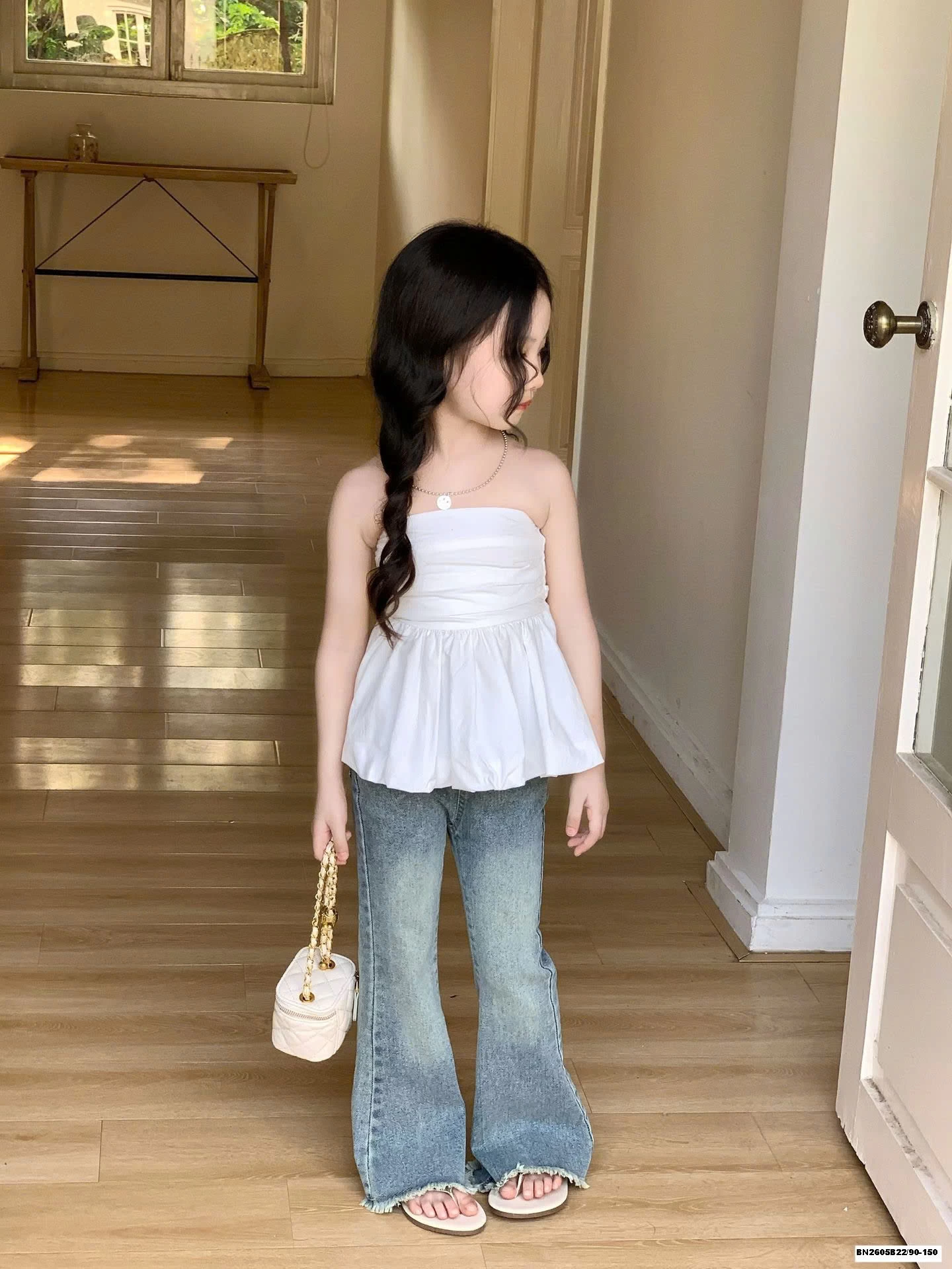 SÉT ÁO TRẮNG QUÂY MIX QUẦN JEAN LOE