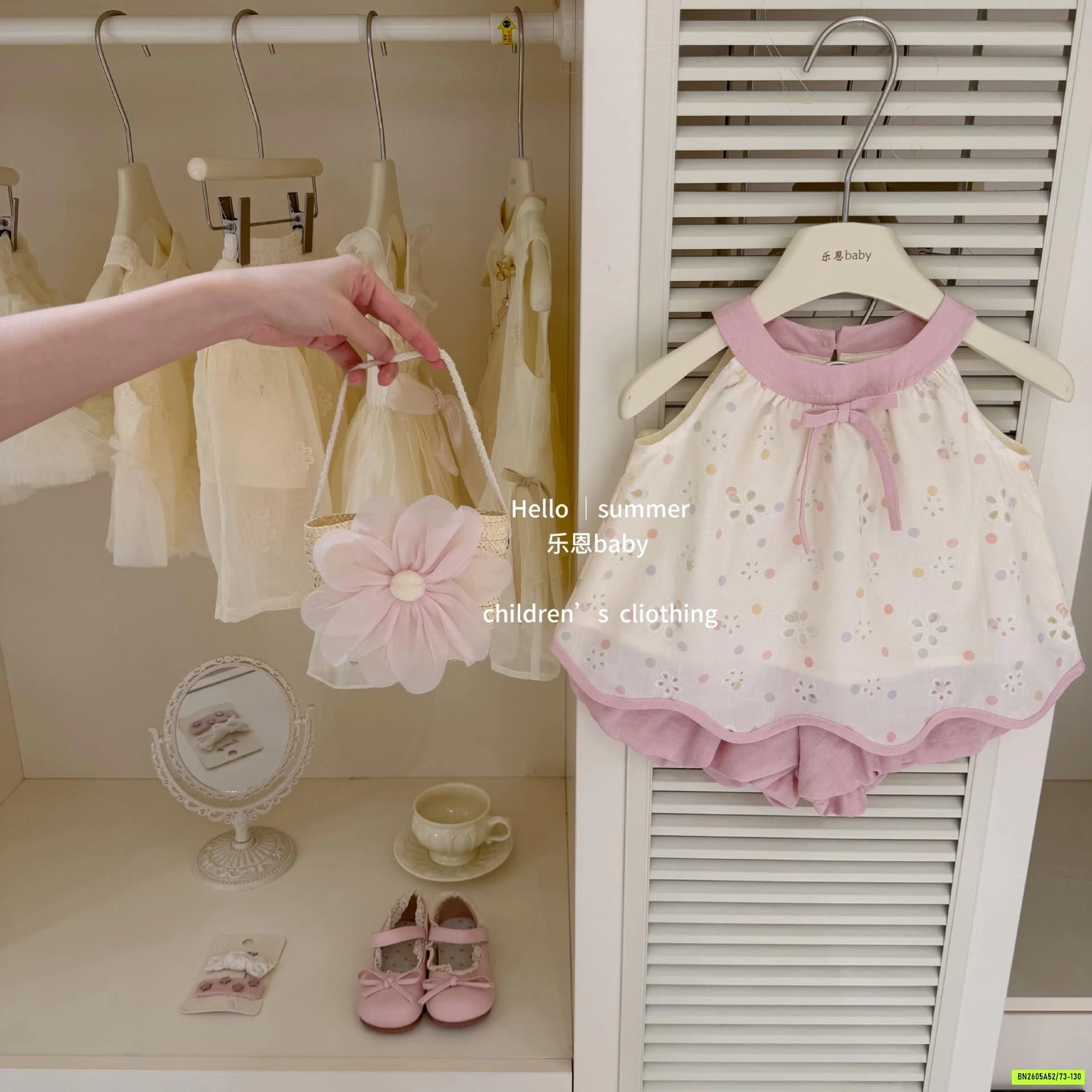 SÉT VÁY CỔ YẾM HỒNG TBABY