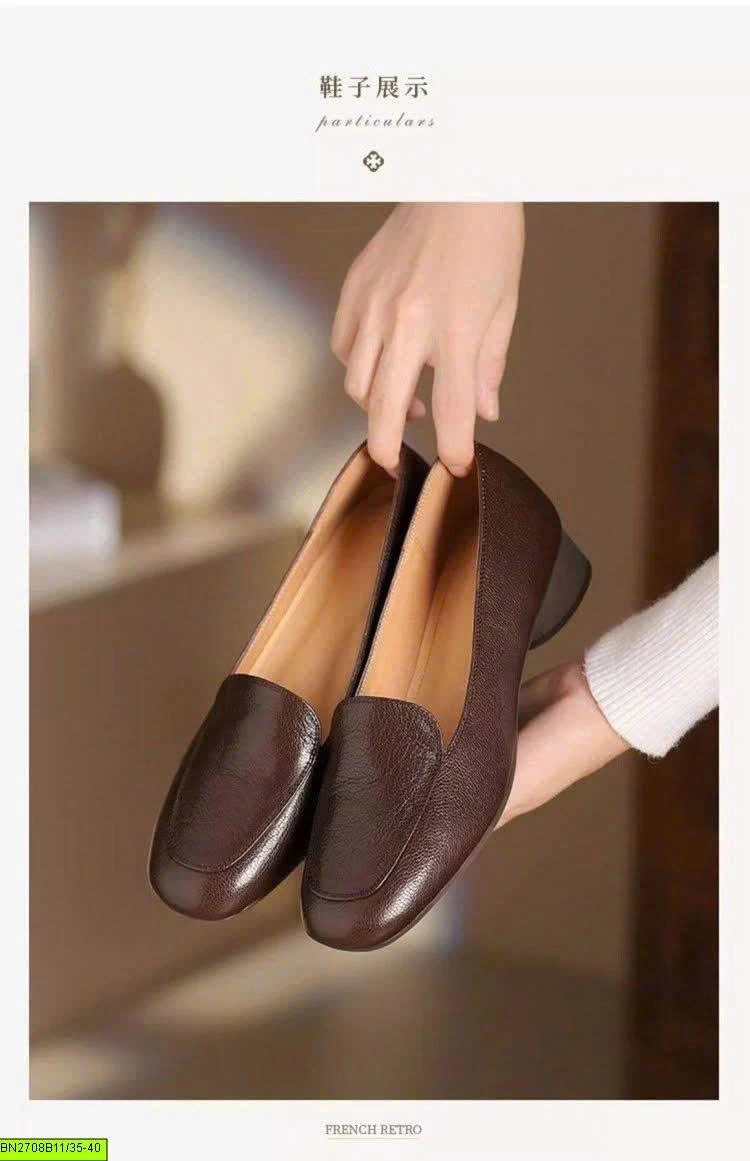 GIÀY LƯỜI NỮ MŨI VUÔNG DA MỀM THANH LỊCH