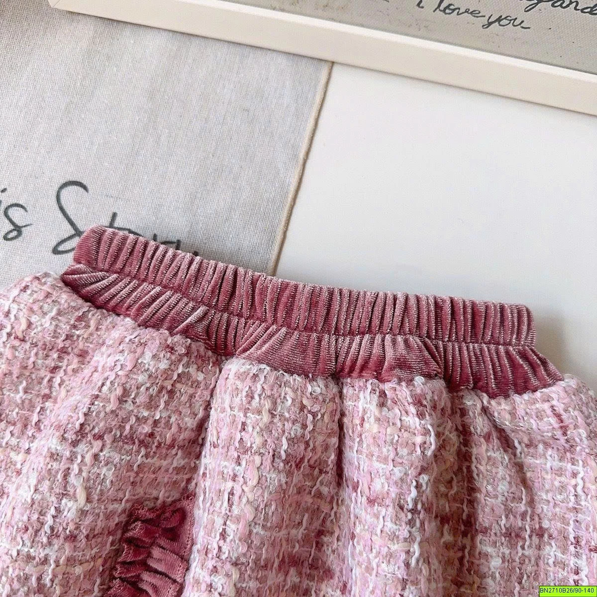 SÉT DẠ HỒNG SÁT NÁCH CHÂN VÁY XẾP LY