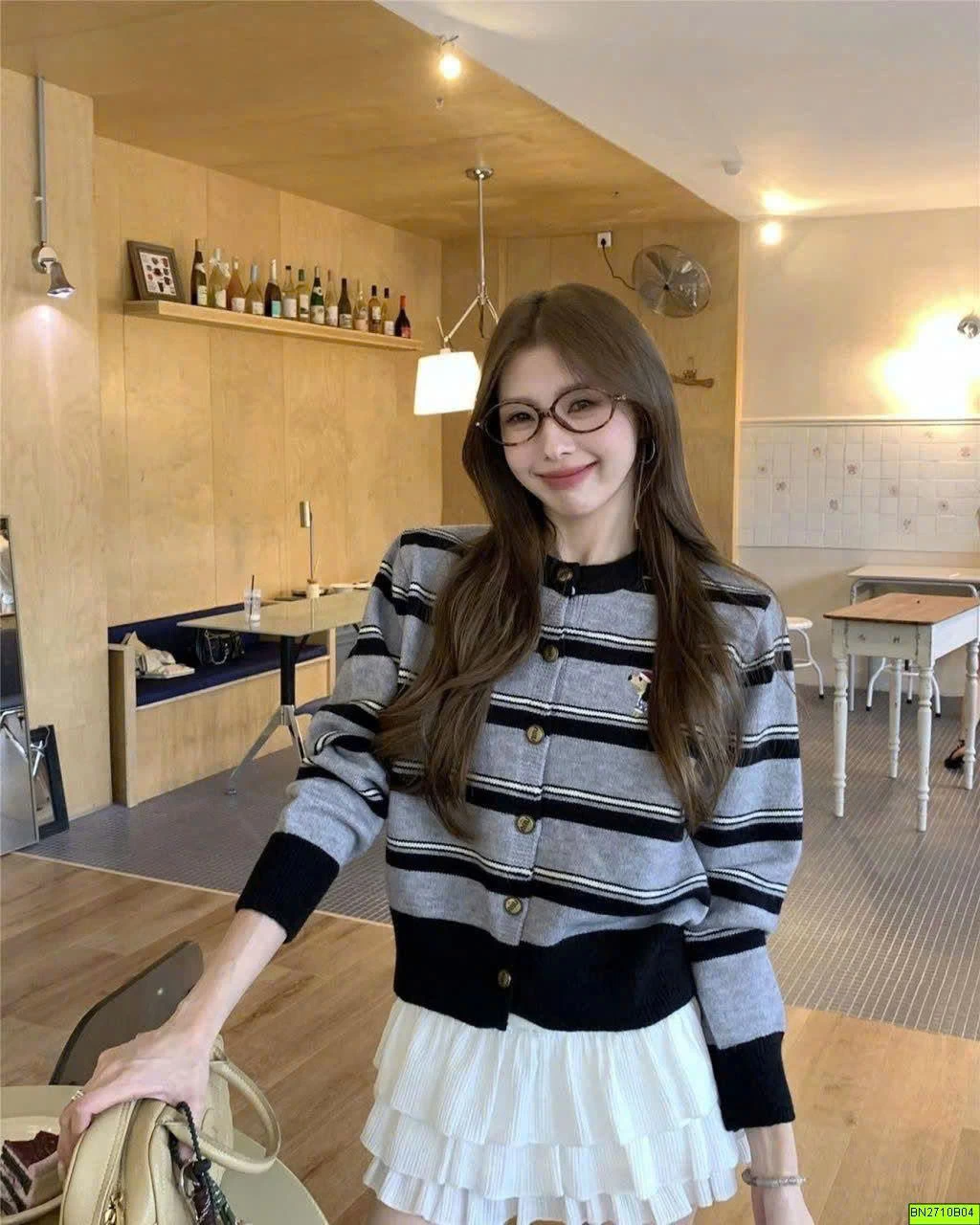 CARDIGAN LEN KẺ THÊU HÌNH CÚN