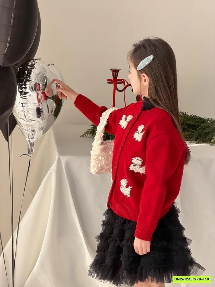 KHOÁC LEN THÊU CÚN MIX CV TUTU ĐEN AMBB