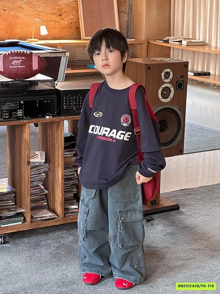 ÁO THUN SỐ 9 PHỐI MÀU TAY 25F141 AMBB