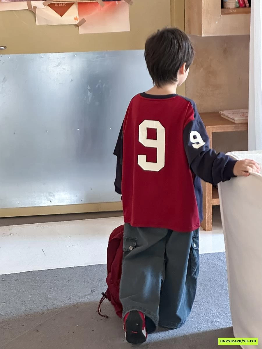 ÁO THUN SỐ 9 PHỐI MÀU TAY 25F141 AMBB