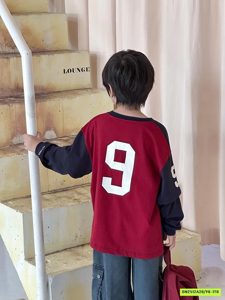 ÁO THUN SỐ 9 PHỐI MÀU TAY 25F141 AMBB