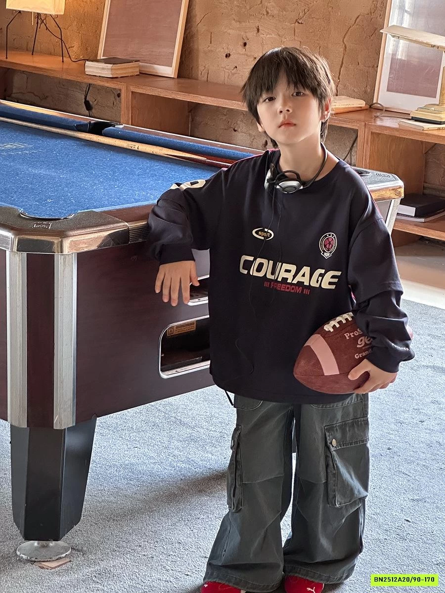 ÁO THUN SỐ 9 PHỐI MÀU TAY 25F141 AMBB