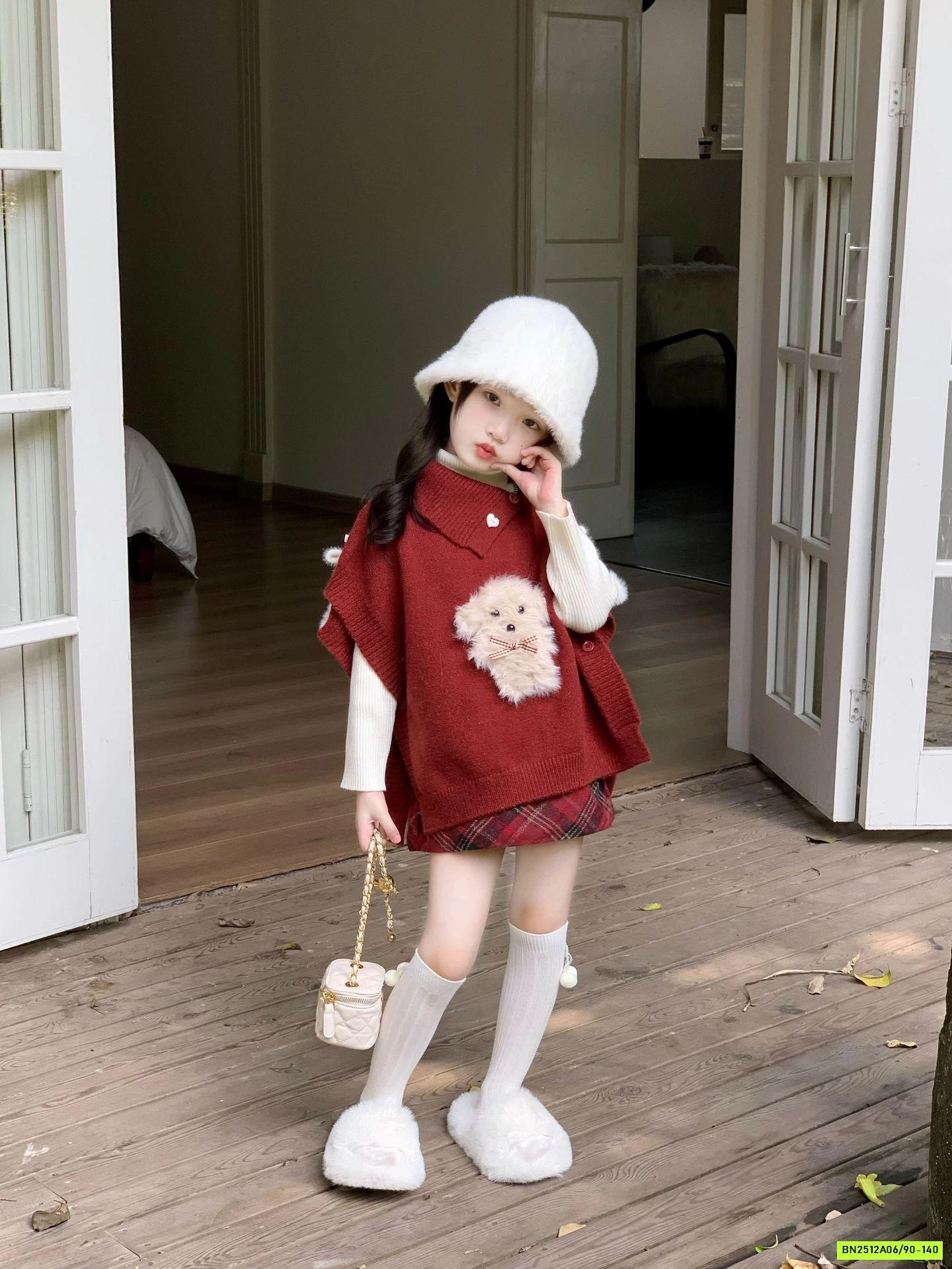 SÉT CHOÀNG LEN ĐỎ CÚN 3 CHI TIẾT