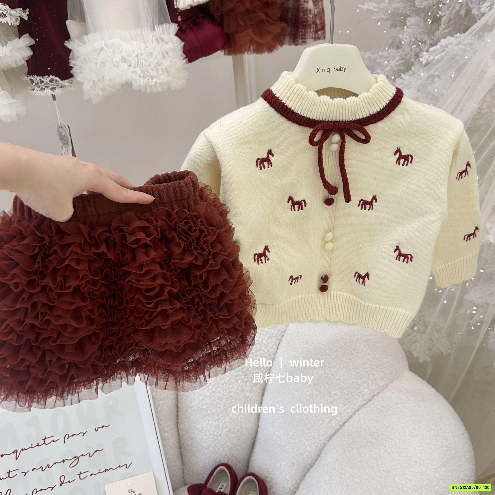 SÉT VÁY LEN NGỰA ĐỎ TBABY