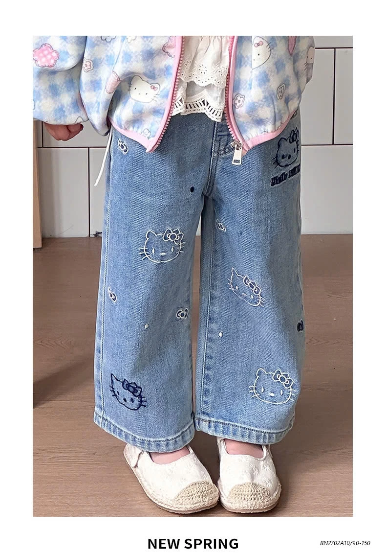 JEANS SUÔNG THÊU KITTY