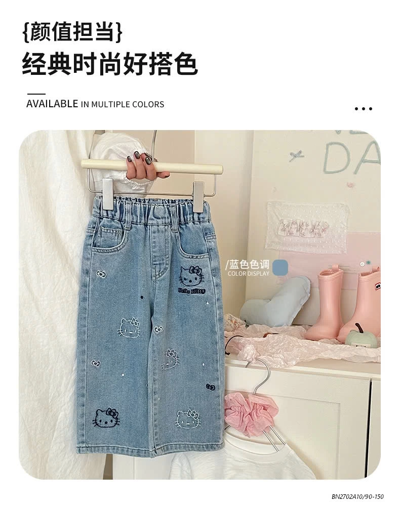 JEANS SUÔNG THÊU KITTY