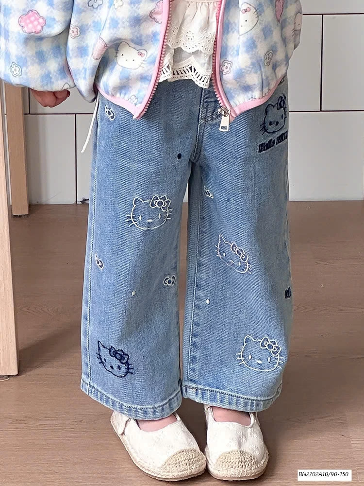 JEANS SUÔNG THÊU KITTY