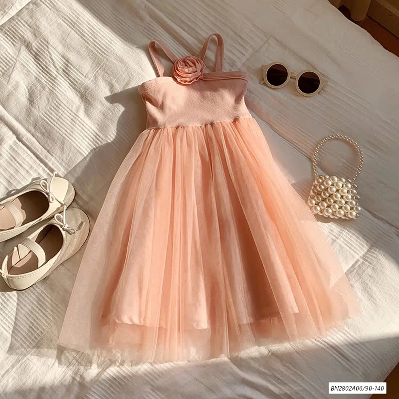 ĐẦM VOAN CỔ YẾM HOA HỒNG