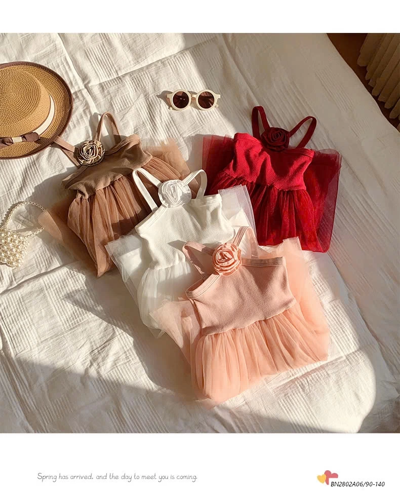 ĐẦM VOAN CỔ YẾM HOA HỒNG