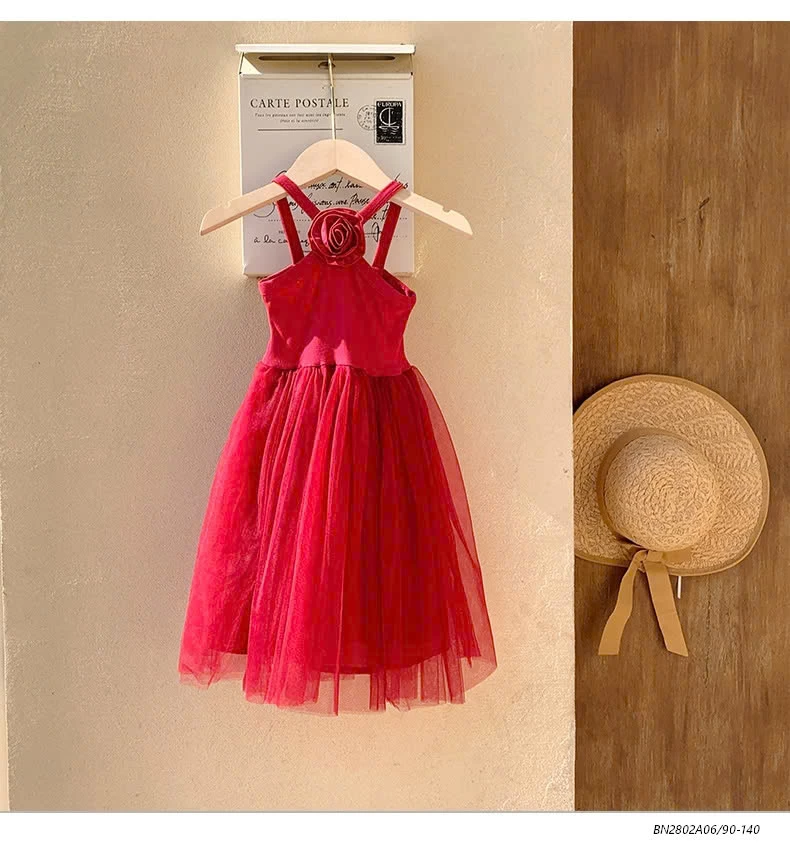 ĐẦM VOAN CỔ YẾM HOA HỒNG