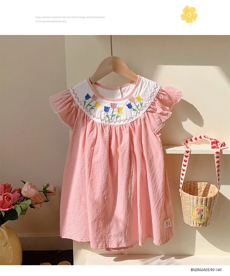 ĐẦM CÁNH TIÊN HỒNG THÊU HOA