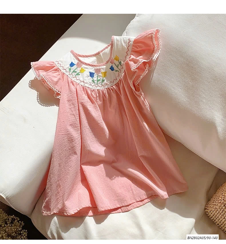 ĐẦM CÁNH TIÊN HỒNG THÊU HOA