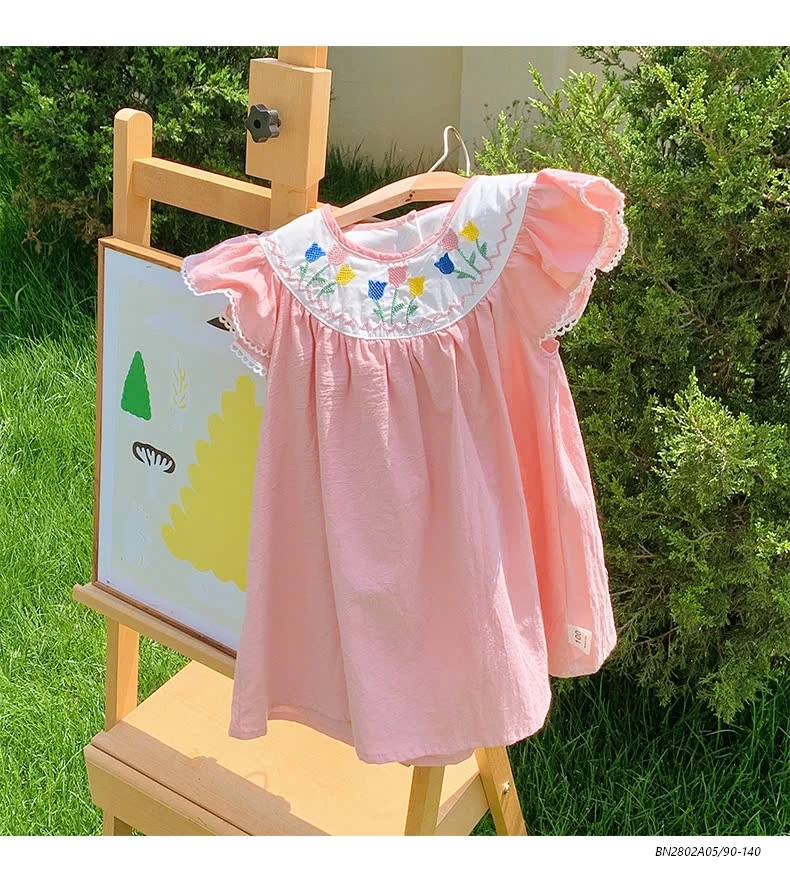 ĐẦM CÁNH TIÊN HỒNG THÊU HOA