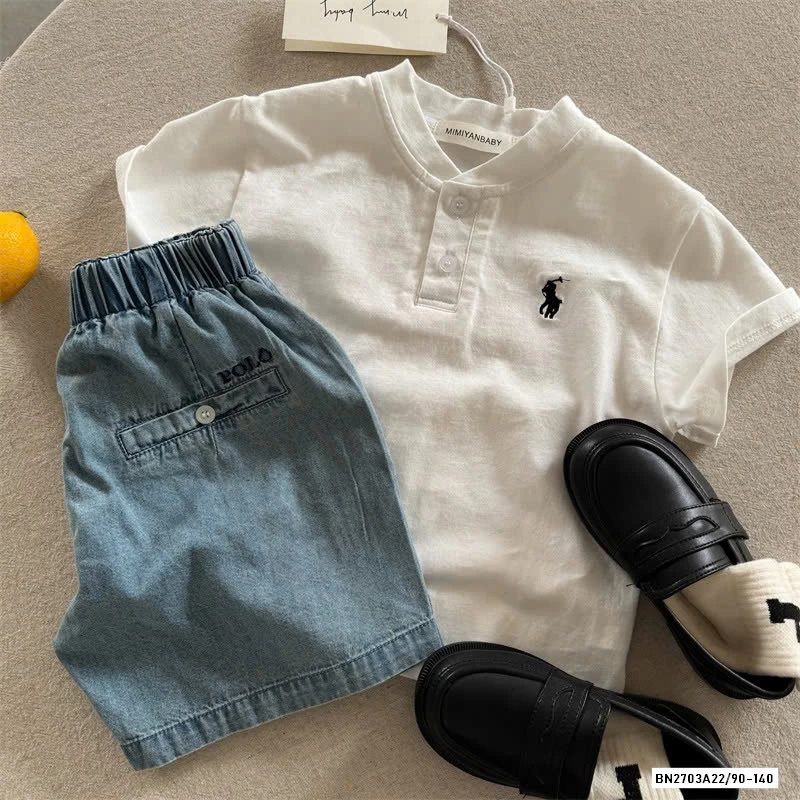 ÁO THUN CỔ TRỤ LOGO NGỰA MMY