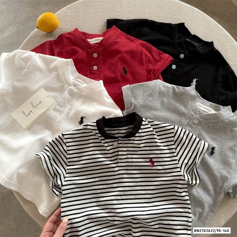 ÁO THUN CỔ TRỤ LOGO NGỰA MMY