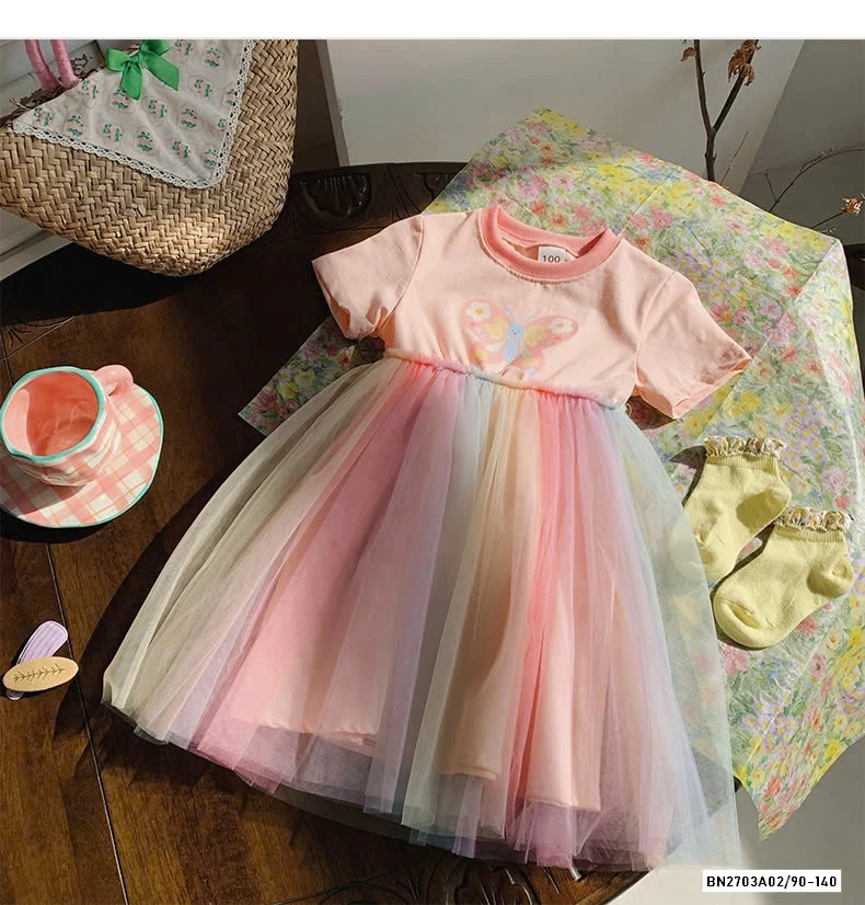 ĐẦM THUN SẮC MÀU PHỐI CHÂN VOAN