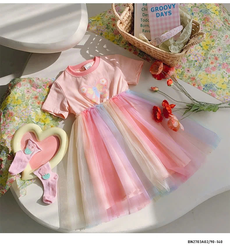 ĐẦM THUN SẮC MÀU PHỐI CHÂN VOAN