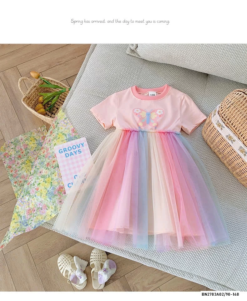 ĐẦM THUN SẮC MÀU PHỐI CHÂN VOAN