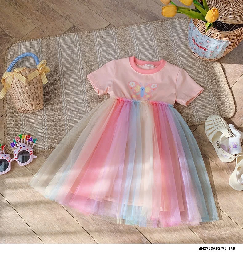 ĐẦM THUN SẮC MÀU PHỐI CHÂN VOAN