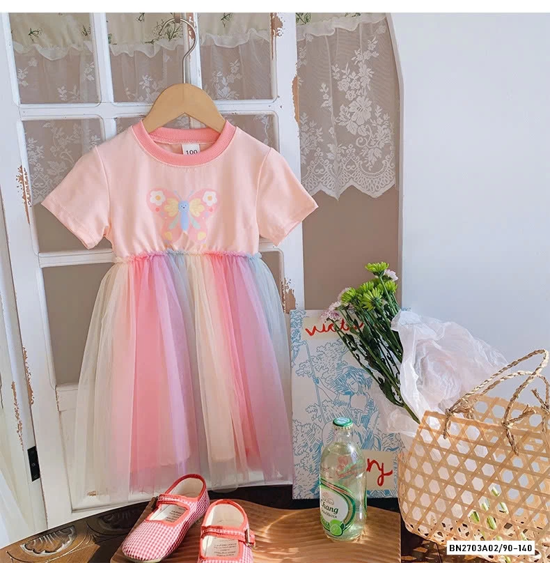 ĐẦM THUN SẮC MÀU PHỐI CHÂN VOAN