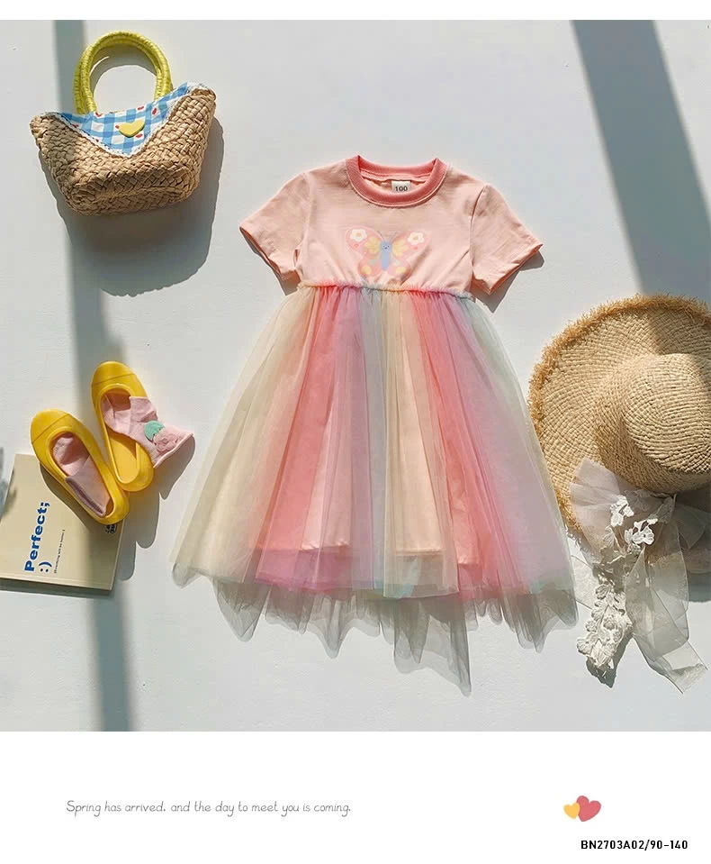 ĐẦM THUN SẮC MÀU PHỐI CHÂN VOAN