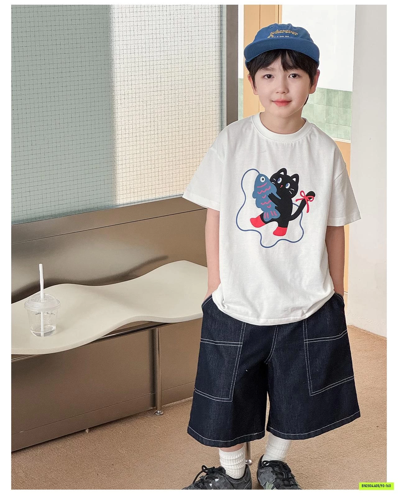 ÁO THUN MÈO MIX SHORT DENIM AOAO