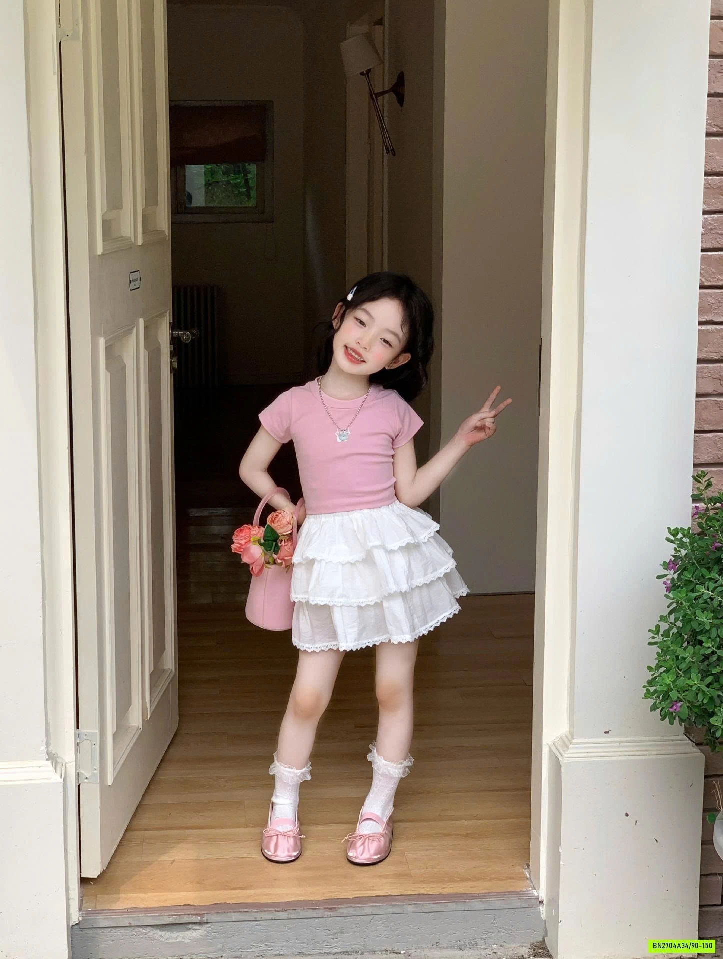 CROPTOP HỒNG MIX CV XẾP TẦNG